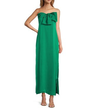 Lilly Pulitzer Carlynn Satin Bow Strapless Side Slit Maxi Dress | Dillard's | Dillard's