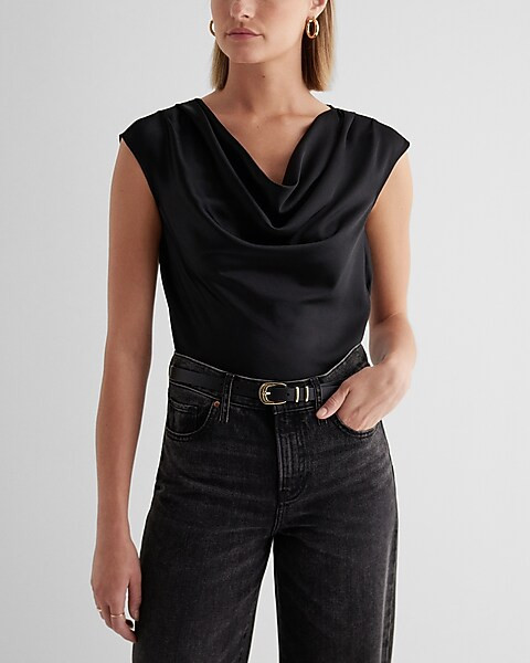 Satin Cowl Neck Gramercy Bodysuit | Express