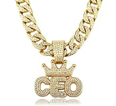 IDRUPACE Miami Mens Cuban Link Chain Silver Gold Plated Bling Cuban Necklace Diamond Chain for Me... | Amazon (US)