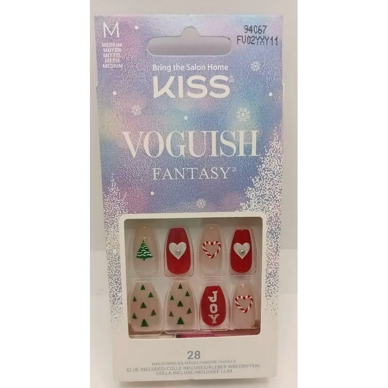 KISS Voguish Fantasy Holiday, Press on Nails, Time with You, Multicolor, Medium Coffin, 28 Count | Walmart (US)