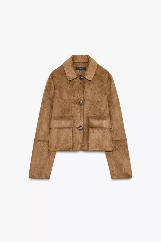 FAUX SUEDE CROPPED JACKET | Zara UK
