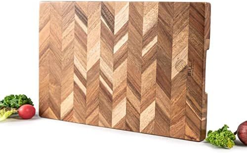 BILL.F Wooden Chopping Board, 14x9 inch Acacia Wood Cutting Board for Kitchen Chopping Butcher Bl... | Amazon (US)