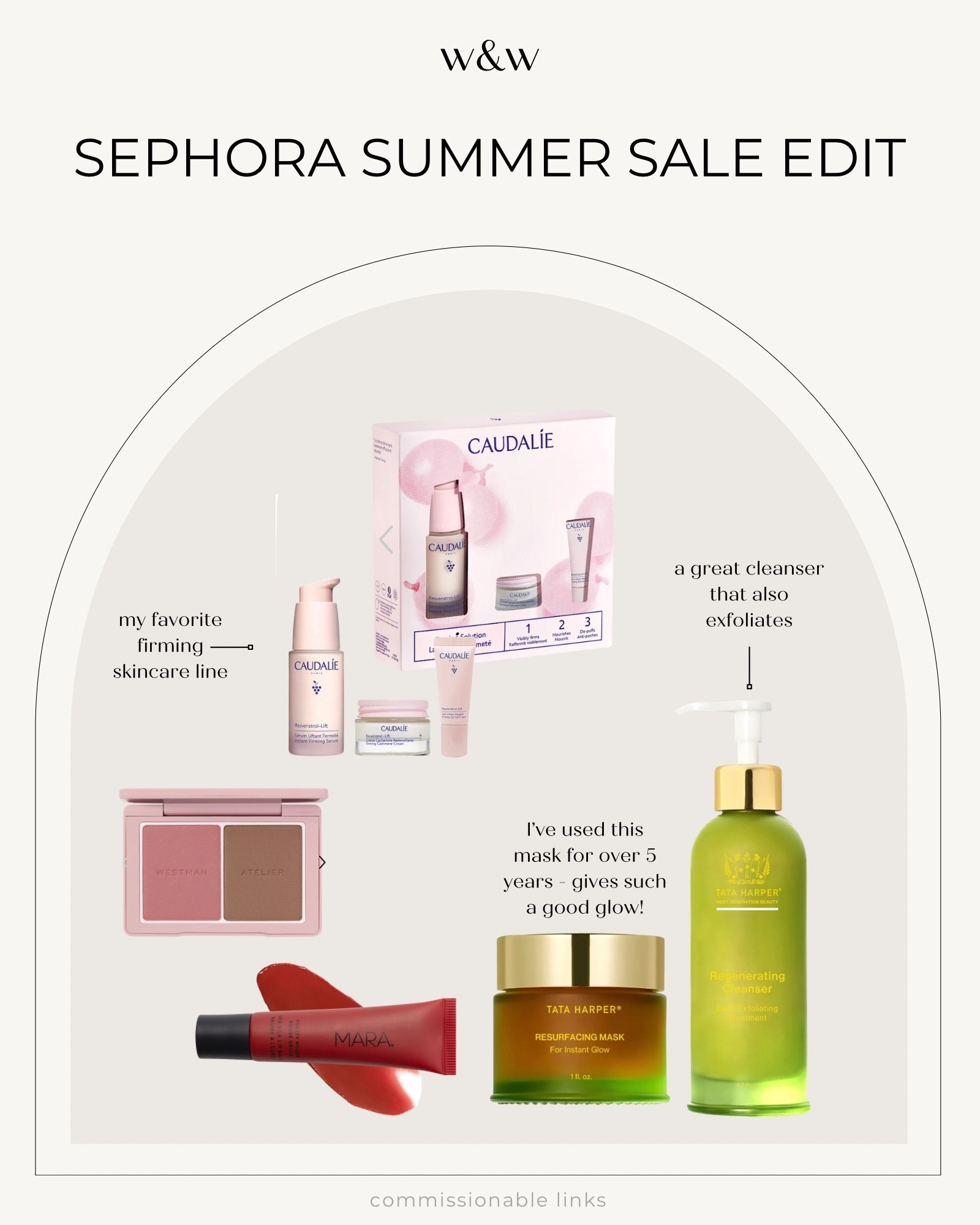 Sephora summer sale favorites!
Caudalie firming skincare
Tata Harper cleanser and face mask on sale
Lip balm
Westman atelier duo 

@sephora #sephorapartner

#LTKSaleAlert #LTKselfcare #LTKBeauty