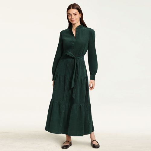Women's Corduroy Tiered Dress - Lands' End - Brown - XS | Lands' End (US)