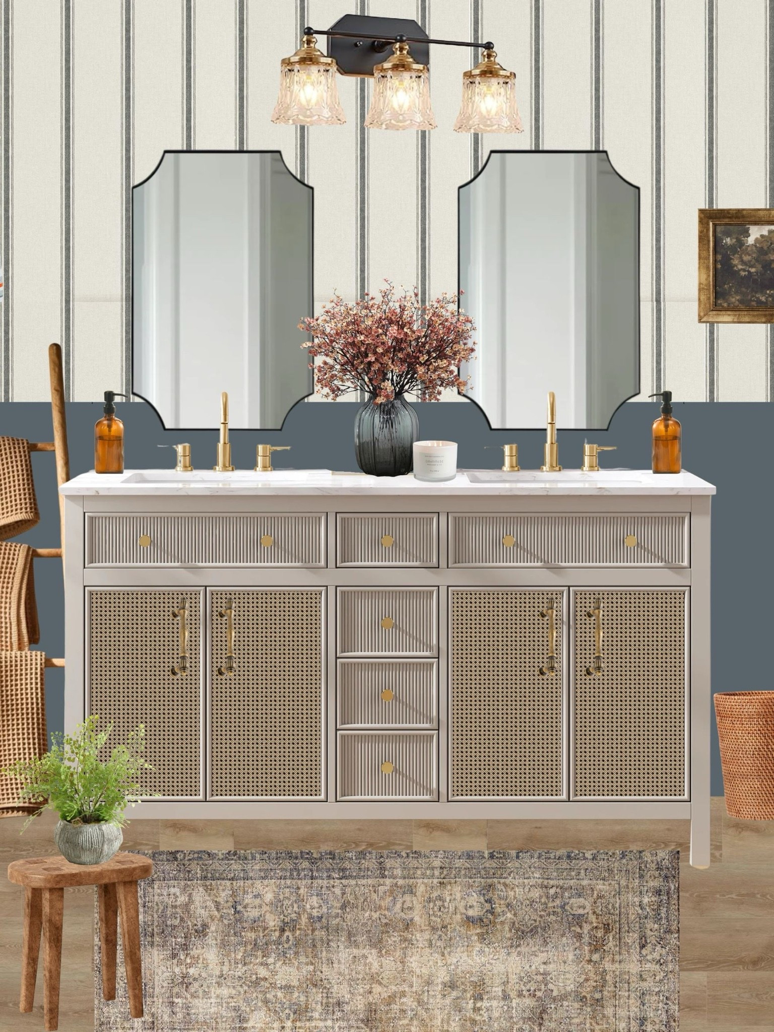 Finally beginning work our master vanity this summer! 🕯️ #minireno 

• Wall color: Farrow & Ball
Inchyra Blue
• Vanity color: SW Perfect Greige

#LTKHome