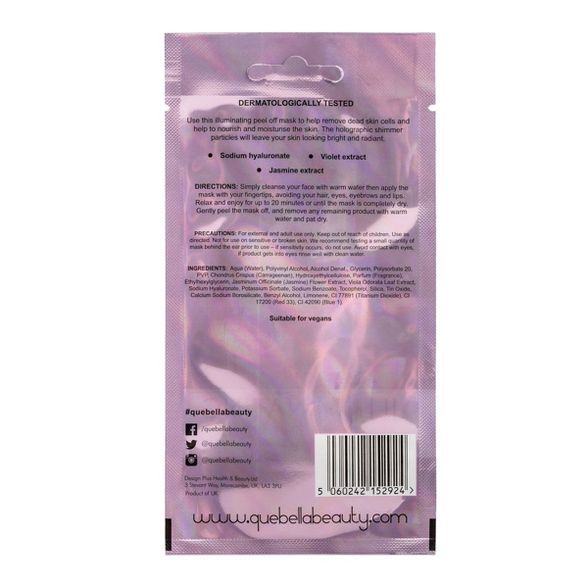 Que Bella Professional Illuminating Holographic Peel off Mask - 0.35oz | Target