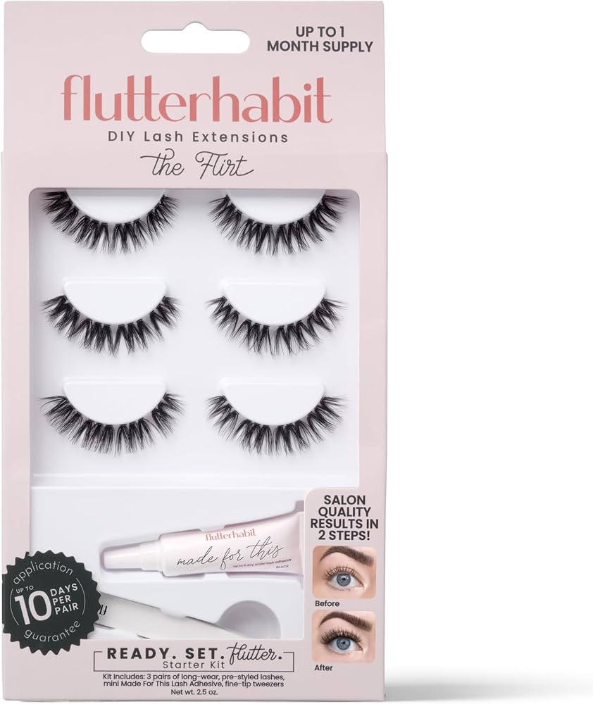 FlutterHabit Flirt Ready Set Starter Kit, DIY Eyelash Extensions, Lash Clusters for Women, Profes... | Amazon (US)