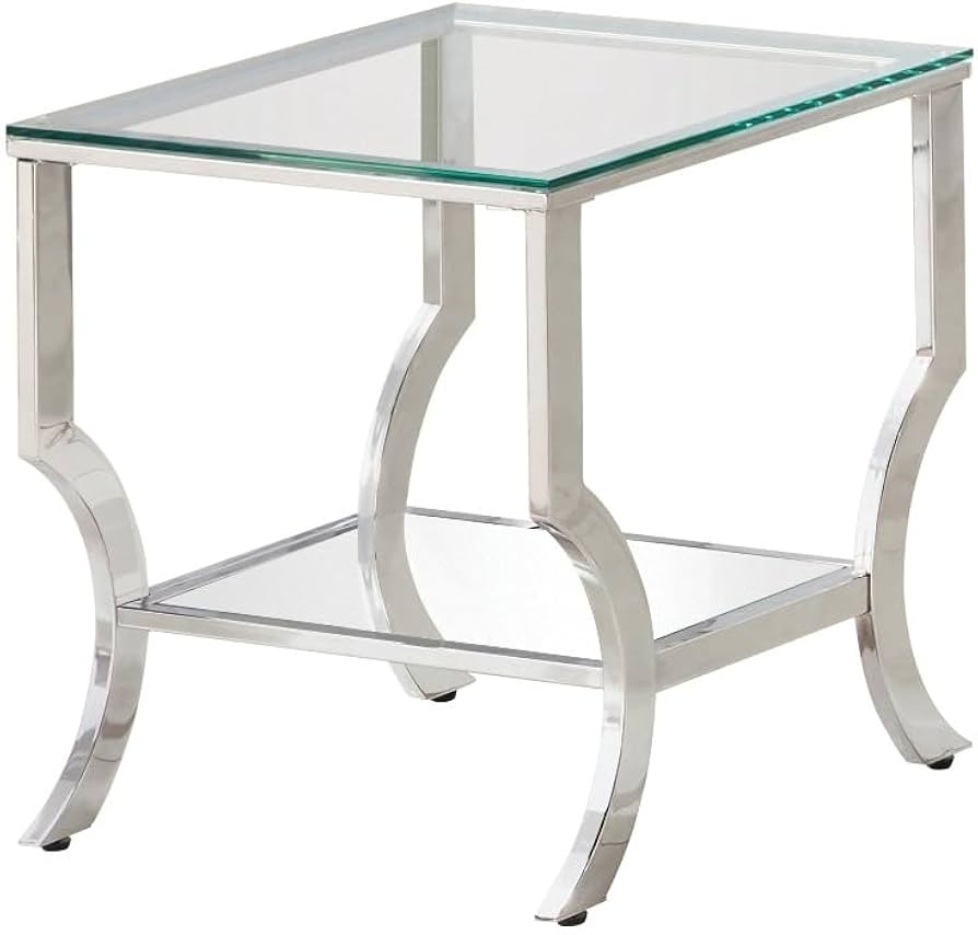BOWERY HILL Square Contemporary Metal End Table in Chrome/Clear | Amazon (US)