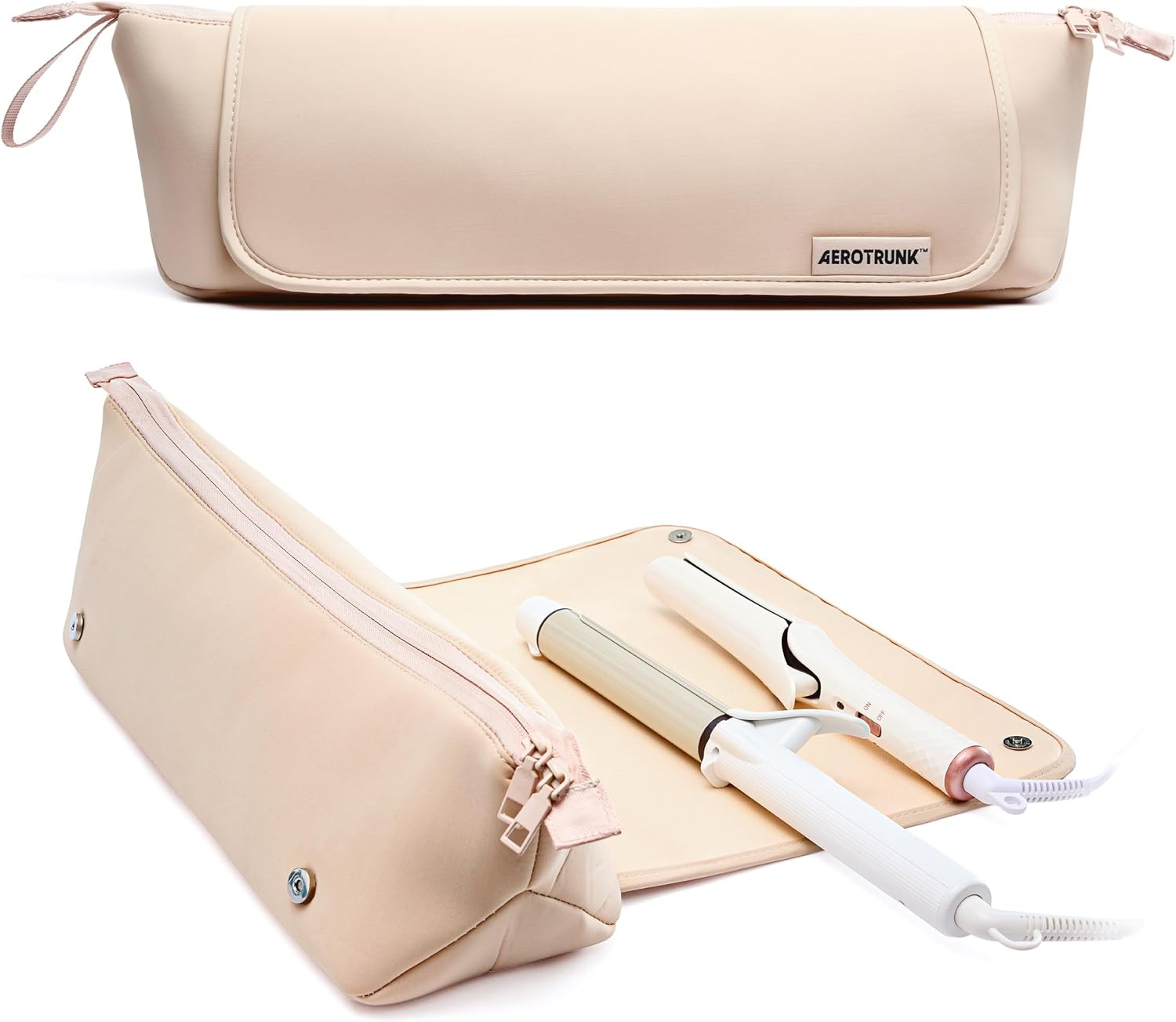 Hair Tools Organizer & Travel Bag with Heat Resistant Mat, Beige | Amazon (US)