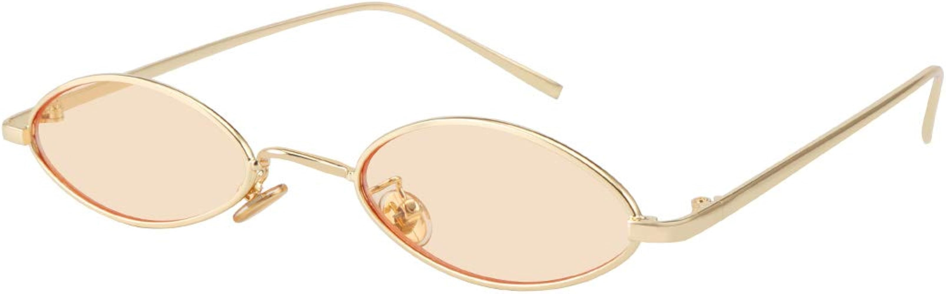 MEETSUN Vintage 90s Small Oval Sunglasses For Women Men Metal Frames Designer Gothic Glasses | Amazon (US)