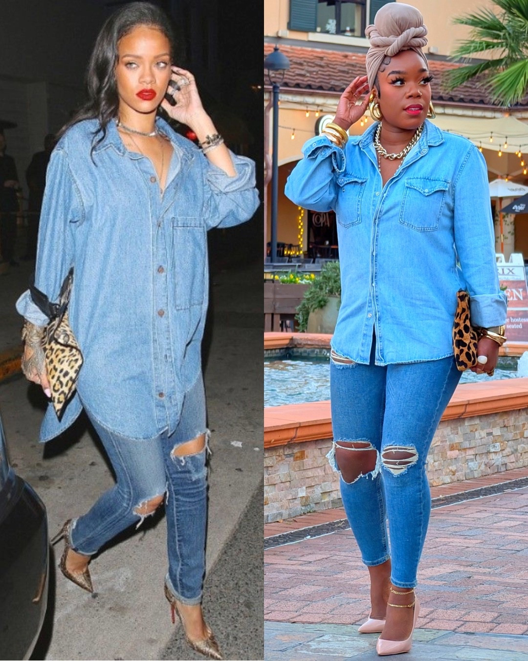 Dress like Rihanna! ✨

Inspired to try this look I saw on Rihanna! Love a denim on denim situation so I had to try! Of course with my own twist💋 

Headwrap from Wrapqueen ✨