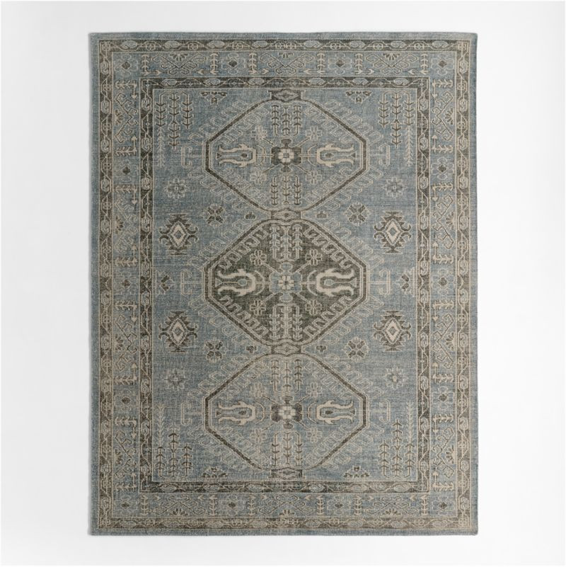 Naples Performance Traditional Blue Handknotted Area Rug 8'x10' | Crate & Barrel