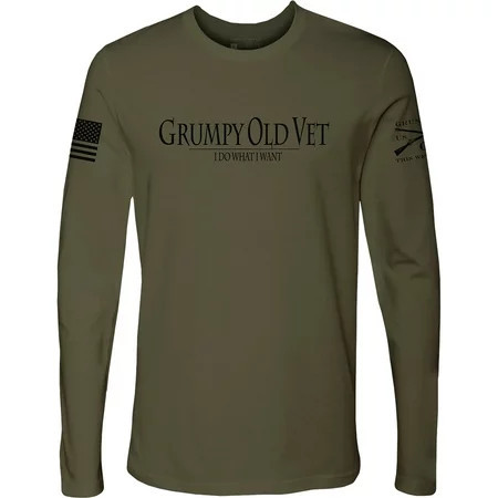 Grunt Style Grumpy Old Vet Long Sleeve T-Shirt - 2XL - Military Green | Walmart (US)
