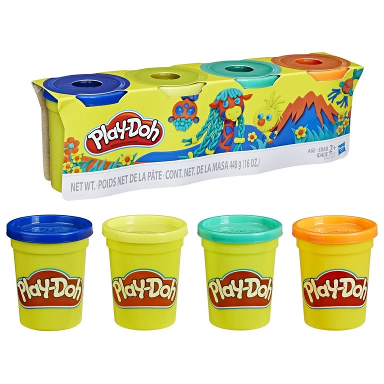Play-Doh 4 Pack of Wild Non-Toxic Colors, 4-Ounce Cans (Dark Blue, Bright Green, Orange, Green) -... | Walmart (US)