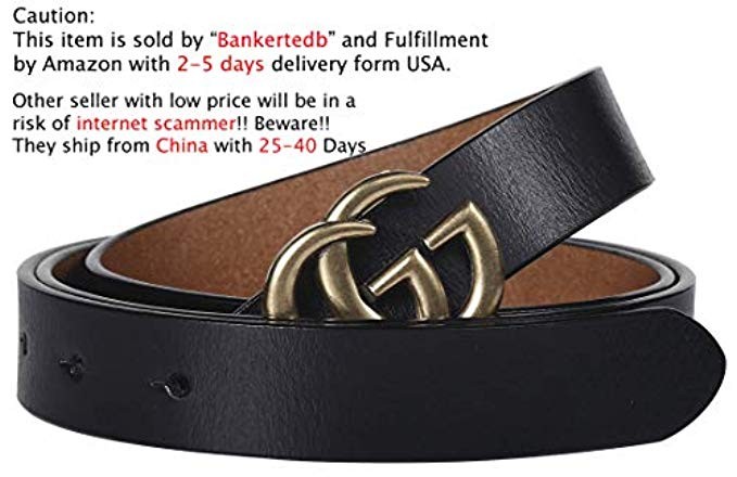 G-Style Gold Buckle Womens Slim Belt ~ 2.5cm Belt Width | Amazon (US)
