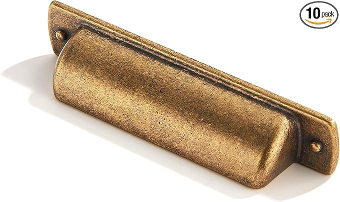 khtumeware 10 Pack 3" Drawer Pulls Antique Brass Cabinet Cup Pulls Kitchen Hardware Cabinet Handl... | Amazon (US)