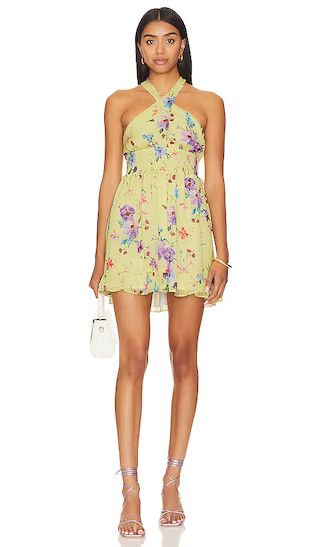 Louise Mini Dress in Love Bird Floral Pastel Dress Pastel Outfit Lime Dress Lime Green Dress | Revolve Clothing (Global)