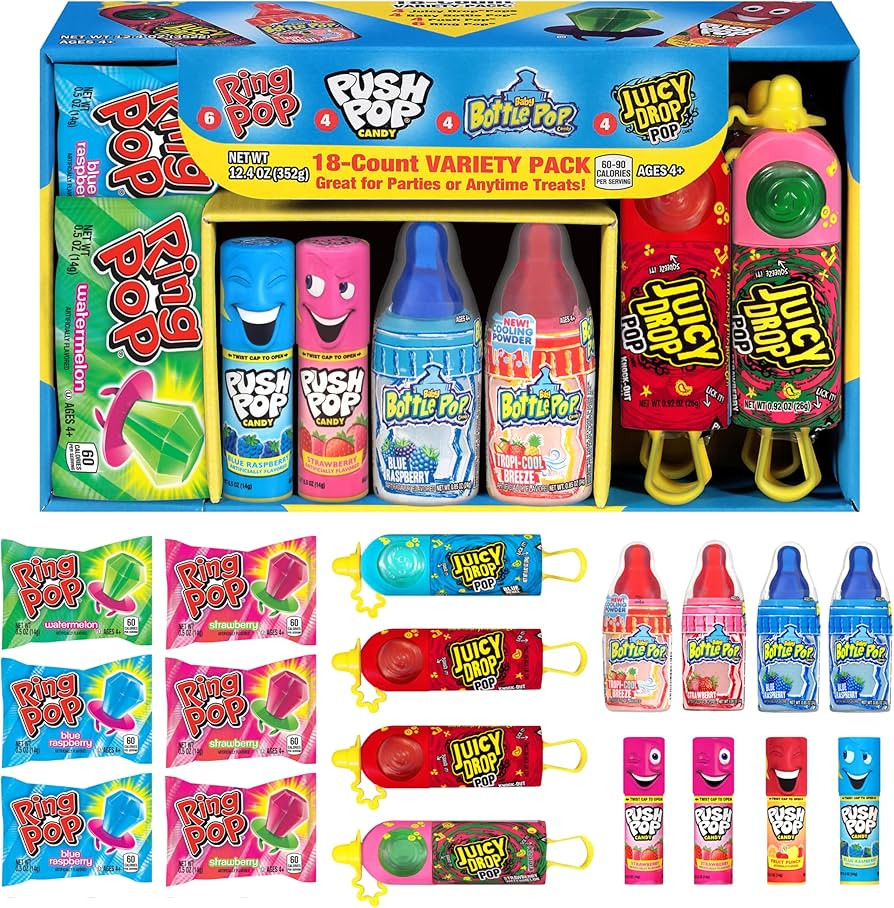 Halloween Candy Variety Pack, 18Ct Assorted Lollipops, Bulk Individually Wrapped Ring Pop, Push P... | Amazon (US)