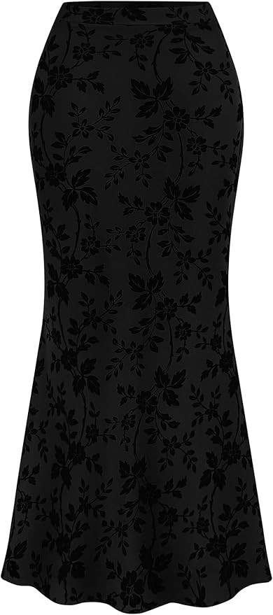 BTFBM Womens Floral Mesh Maxi Skirt Elastic High Waisted Boho Elegant Mermaid 2025 Summer Fall Lo... | Amazon (US)