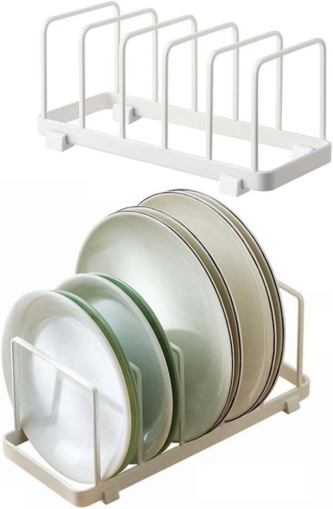 2 Pack Plate Home Accented Storage Rack, Plate Holders Organizer, Metal Dish Storage Dying Displa... | Amazon (US)
