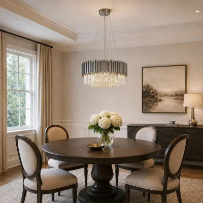 Transitional 12 Light Chrome Crystal Round Chandelier | Wayfair North America