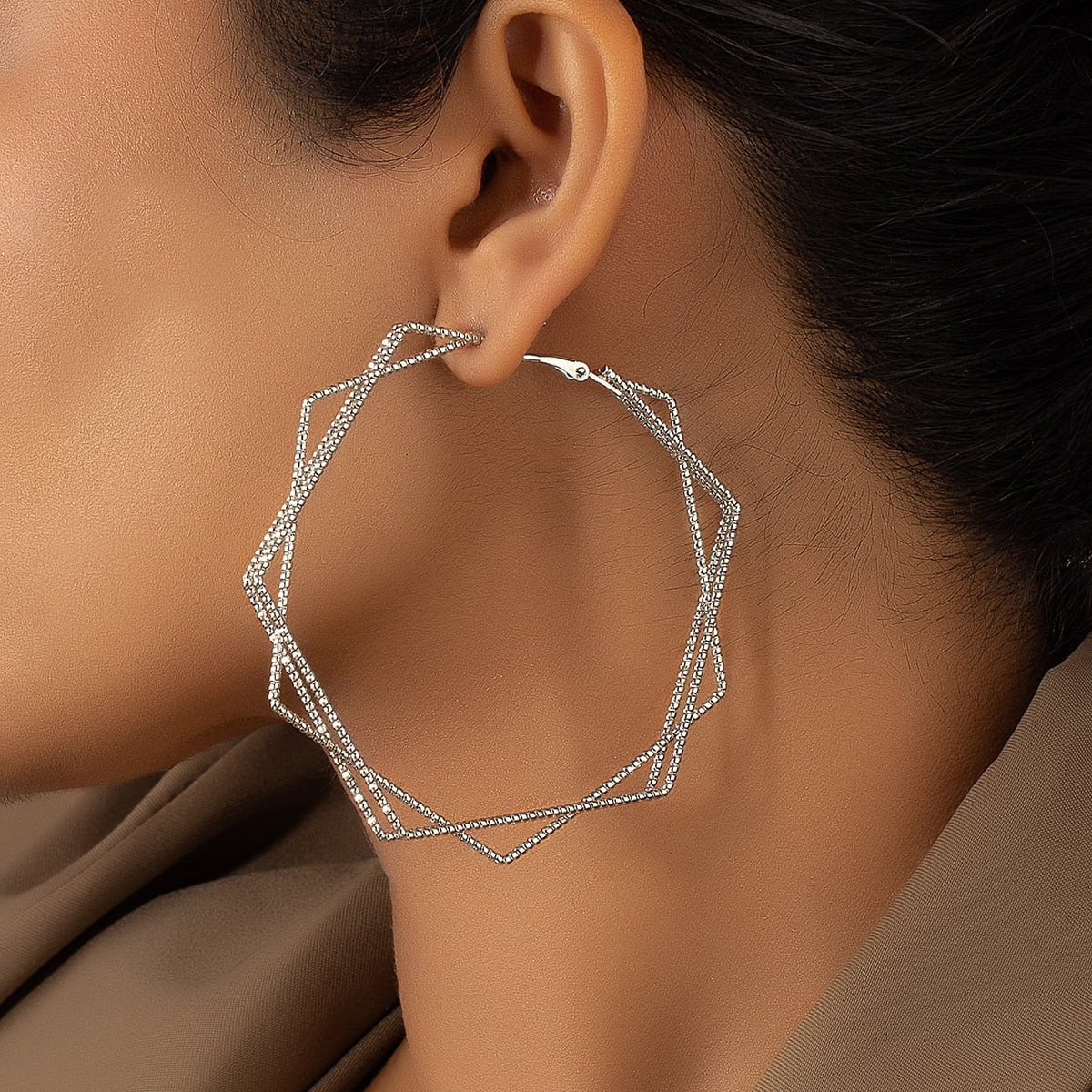 Fashionable Unique Oversized Hexagonal Earrings with Exaggerated Trendy Geometric Design, Perfect... | Walmart (US)