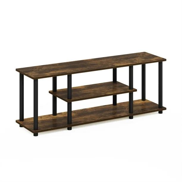 Furinno Turn-N-Tube No Tools 3D 3-Tier Entertainment TV Stands, Amber Pine/Black | Walmart (US)