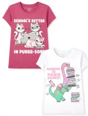 Girls Short Sleeve School Graphic Tee 2-Pack | The Children's Place | The Children's Place