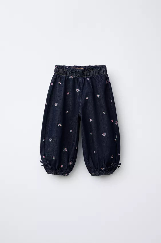 EMBROIDERED FLORAL BALLOON JEANS | Zara US