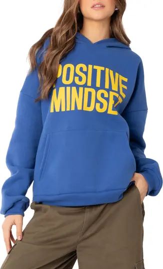 EDIKTED Stay Positive Oversize Graphic Hoodie | Nordstrom | Nordstrom