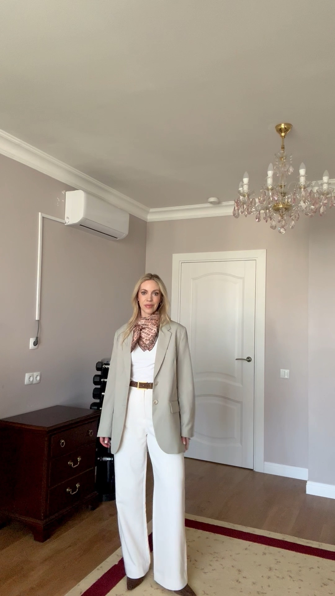 Work outfit, business casual workwear, silk scarf outfit, @abercrombie trousers, style over 40

#LTKWorkwear #LTKOver40 #LTKSeasonal