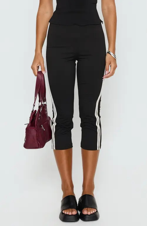Princess Polly Jobey Stripe Capri Pants in Black at Nordstrom, Size 2 | Nordstrom