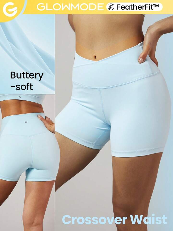 GLOWMODE 4.3" FeatherFit™ Crossover Cutie Biker Shorts Breathable Cycling Running Gym Workout | SHEIN