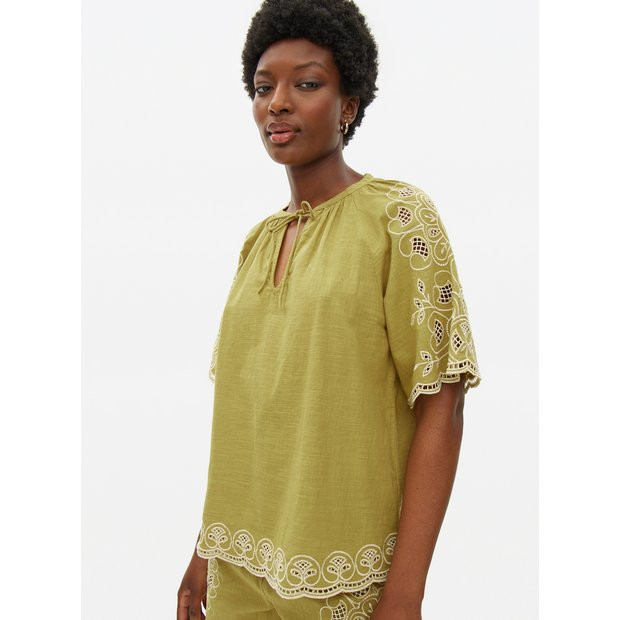 Green Embroidered Co-ord Peasant Blouse 8 | Tu Clothing