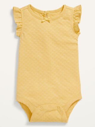 Unisex Ruffle-Trim Jacquard Bodysuit for Baby | Old Navy (US)