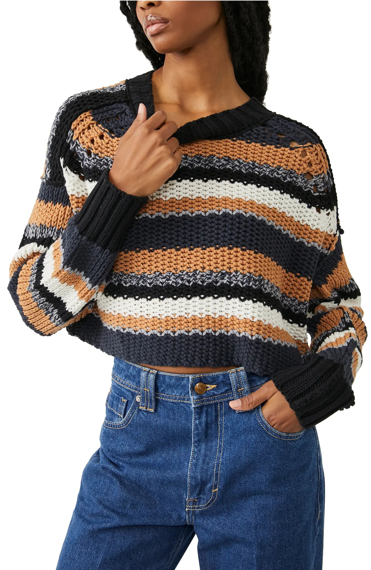 Free People Devon Stripe Crop Sweater | Nordstrom | Nordstrom