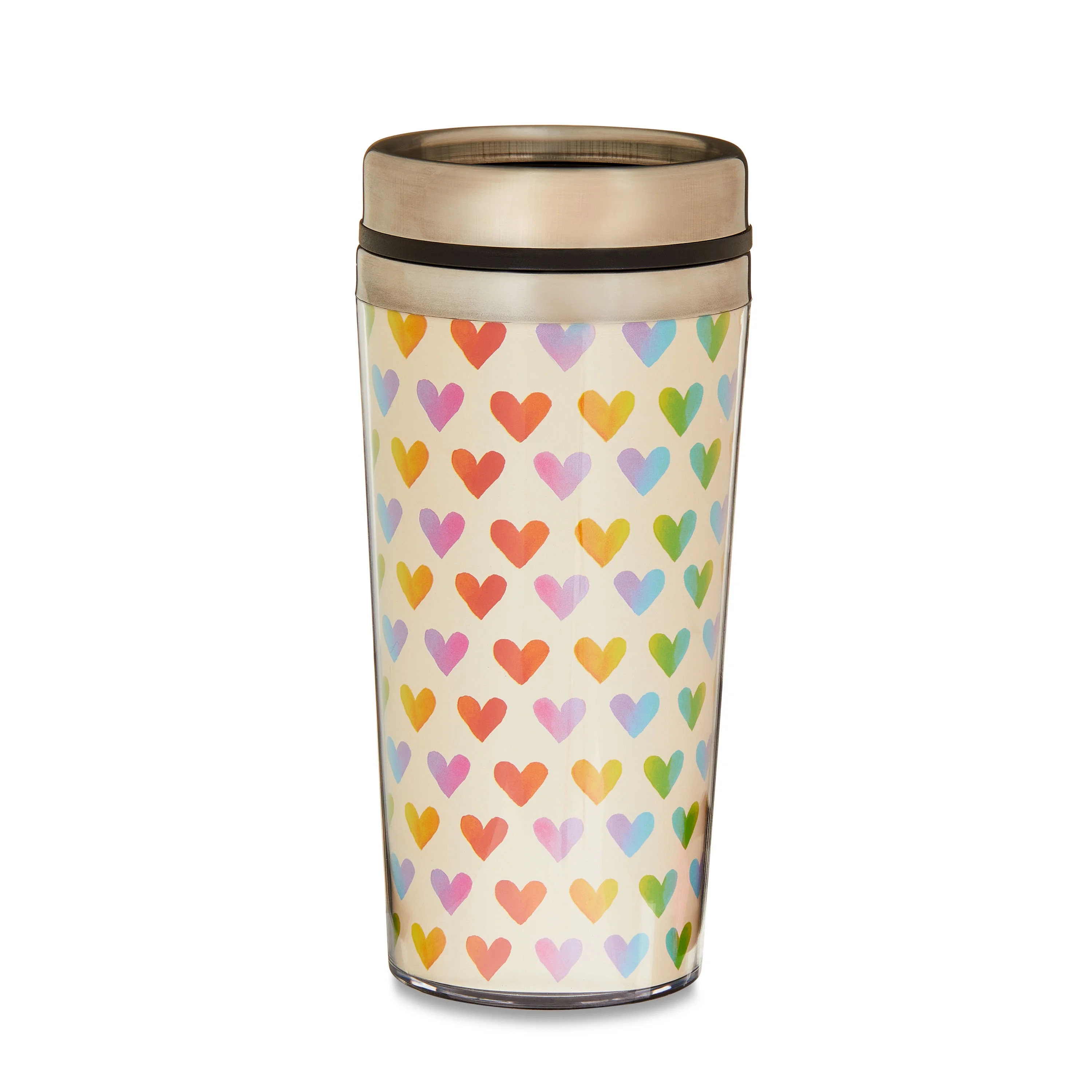 Valentine's Day Rainbow Hearts Tumbler, 16 oz, by Way To Celebrate | Walmart (US)