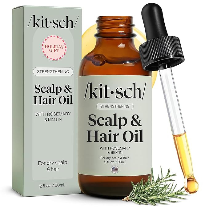 Kitsch Rosemary Oil for Hair Growth – Pre-Wash Hair Oil with Castor, Biotin, Jojoba – Hair Ca... | Amazon (US)