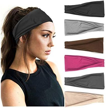PLOVZ 6 Pack Women's Yoga Running Headbands Sports Workout Hair Bands (Set 6) | Amazon (US)
