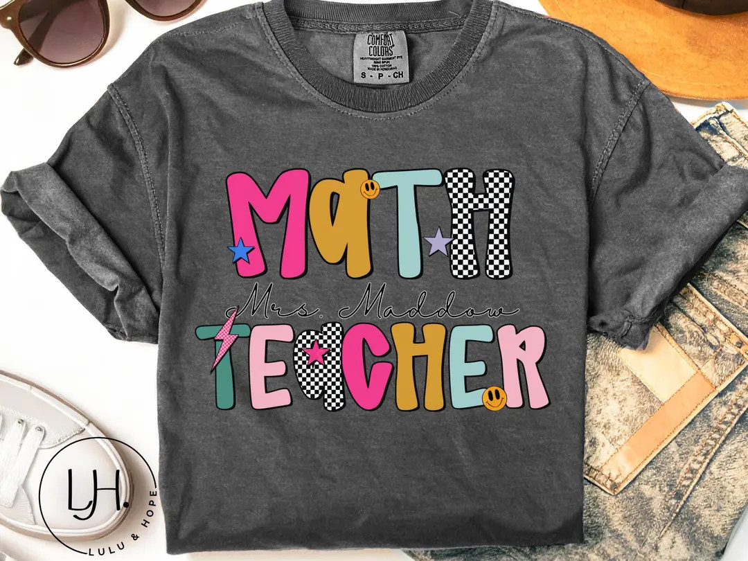 Comfort Colors Retro Y2K Back to School Teacher School Staff Shirt, Personalized With Name and Cu... | Etsy (US)