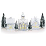 Village with Trees Winter White 8 inch Porcelain Holiday Figurines Set of 11 | Amazon (US)