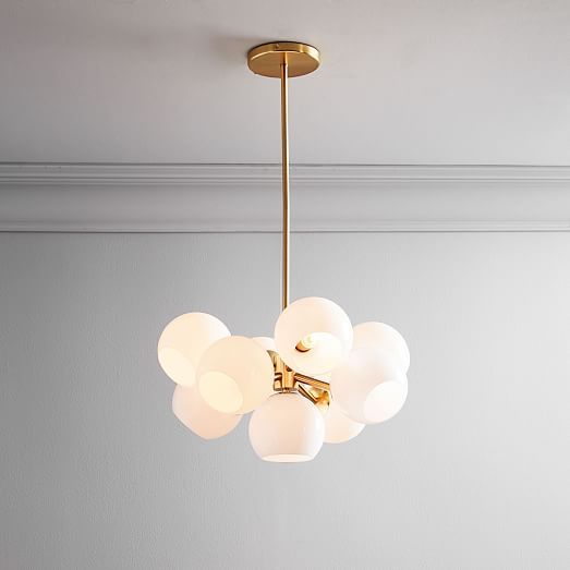 Staggered Glass 9-Light Chandelier - Milk (22.5") (In-Stock & Ready to Ship) | West Elm (US)