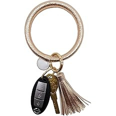 Tovly Wristlet Round Key Ring Chain Leather/Silicone Oversized Bracelet Bangle Keychain Holder Ta... | Amazon (US)