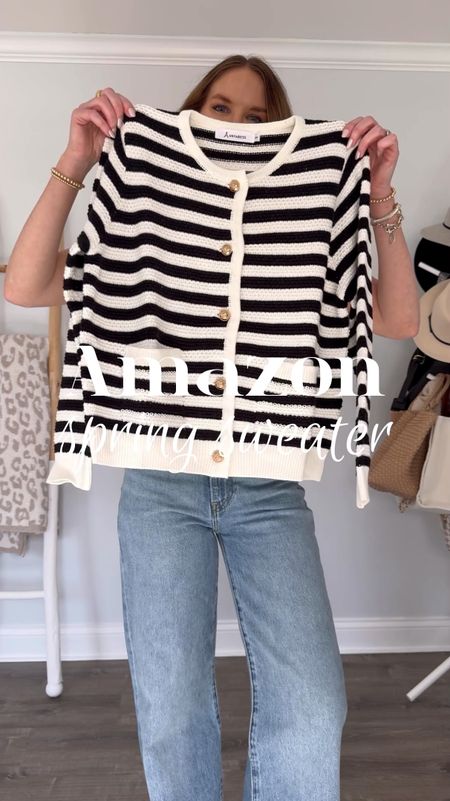 This Amazon sweater has designer vibes with the prettiest details like these front pockets and gold buttons. It can be styled so many different ways and comes in solids and stripes. Currently 30% off and I’m wearing a small.

Spring sweater, spring outfit, wide leg jeans business casual, work from home outfit, Amazon outfit, trendy sneakers

#LTKover40 #LTKVideo #LTKsalealert