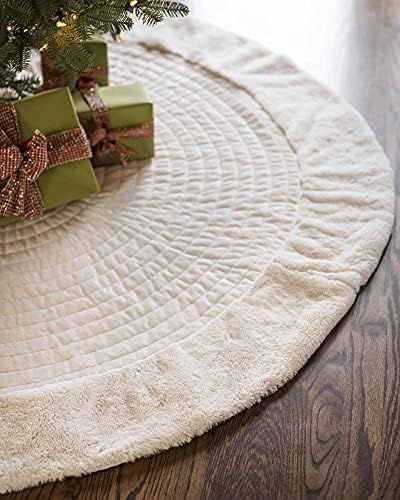 Balsam Hill Berkshire Channel Stitch Tree Skirt, 60 inches, Ivory White | Amazon (US)