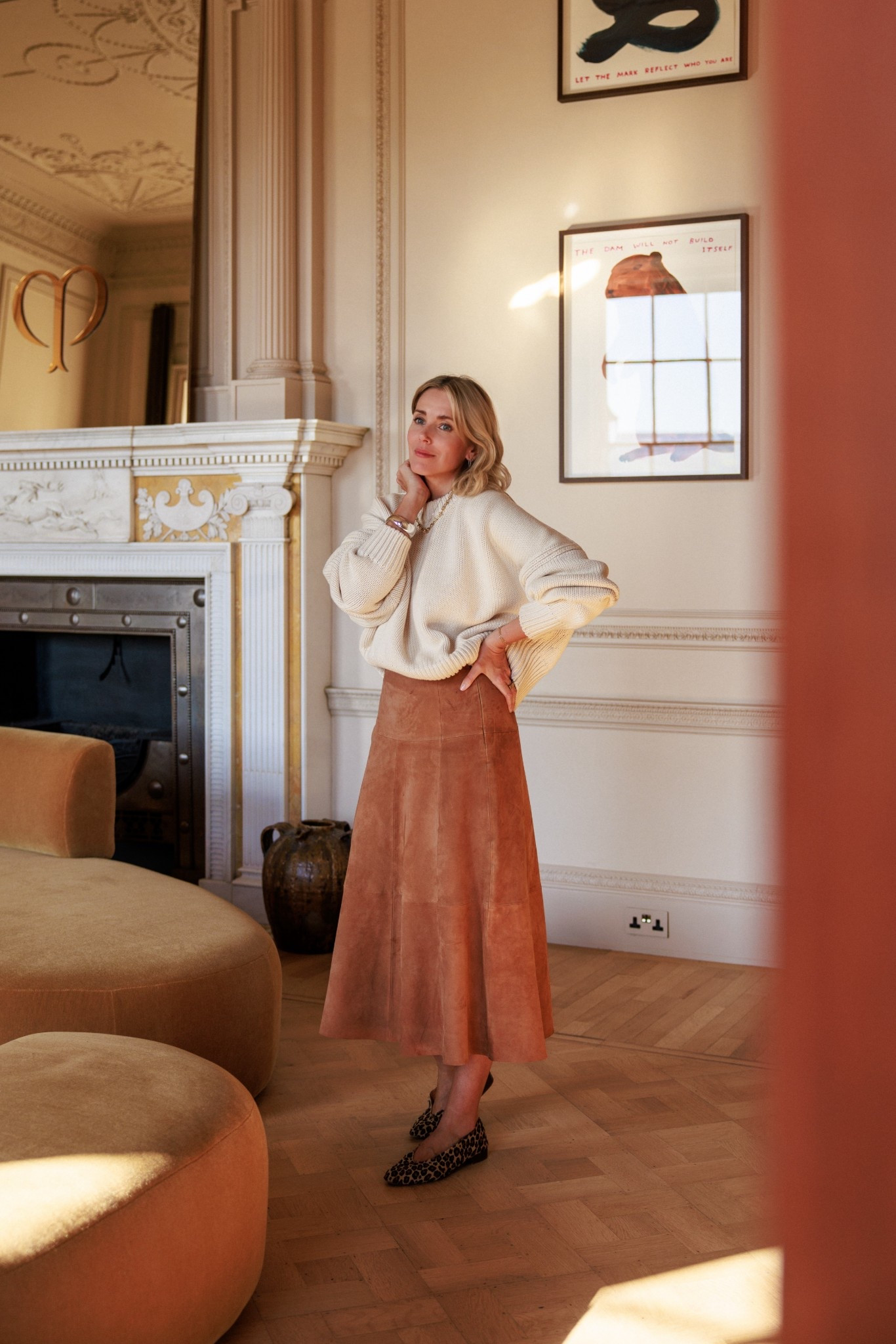 Suede skirt, spring outfit, leopard print shoes, spring knit 

#LTKuk #LTKeurope #LTKspring