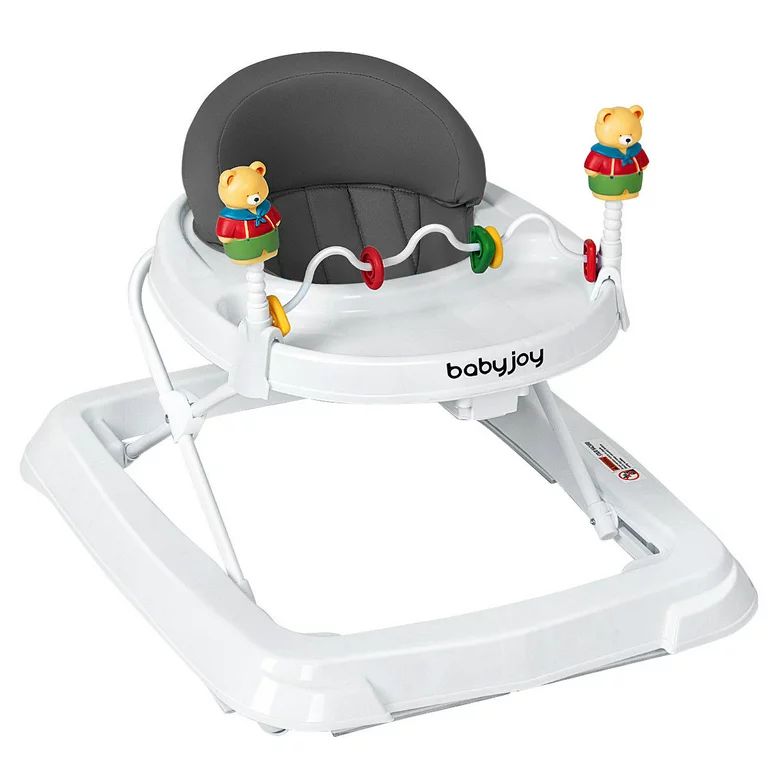 Baby Walker Adjustable Height Removable Toy Wheels Folding Portable Grey - Walmart.com | Walmart (US)