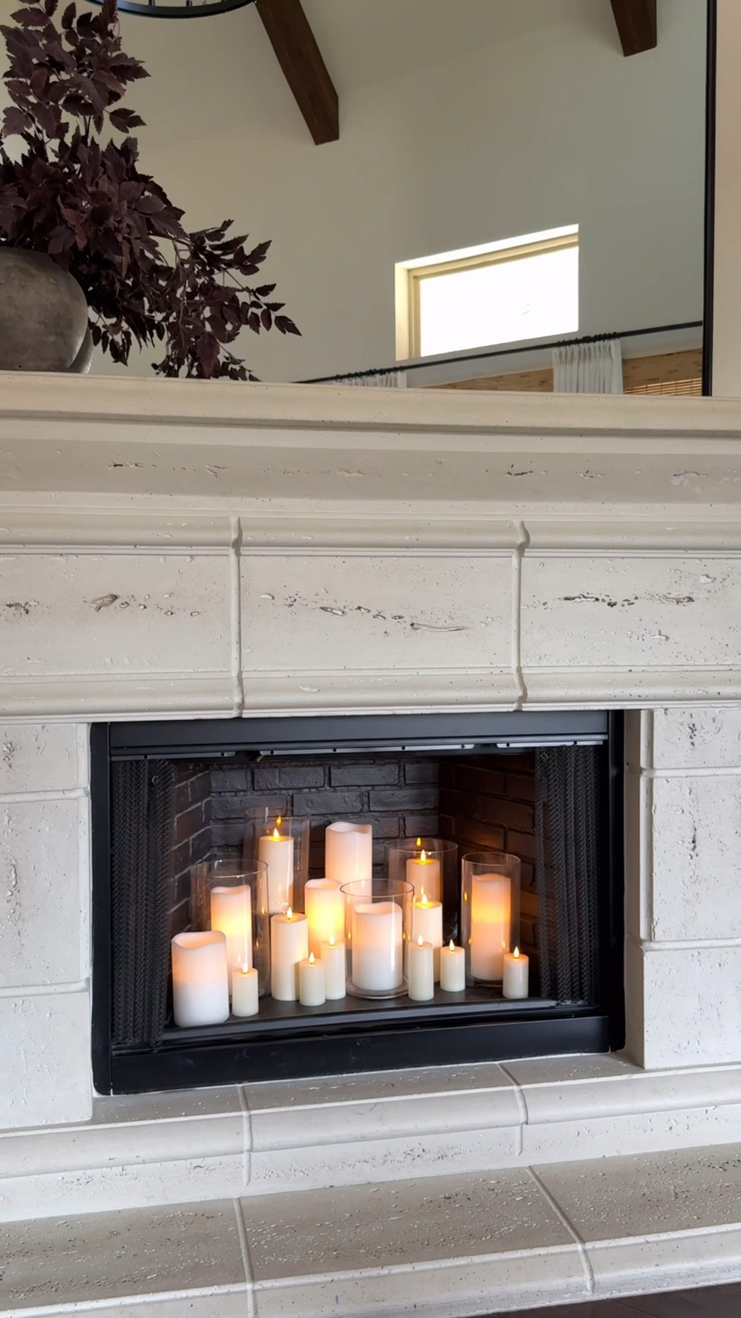 Add battery operated candles on timers to your fireplace for that cozy vibe no matter what it feels like outside 🕯️ 



#LTKHome