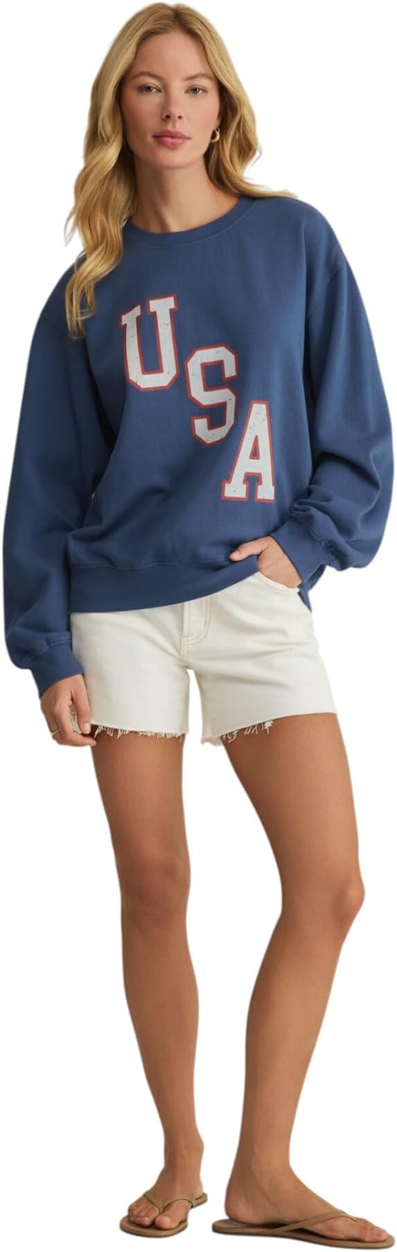Amazon.com: Z SUPPLY Women's Americana Boyfriend Sweatshirt True Navy L : Clothing, Shoes & Jewel... | Amazon (US)