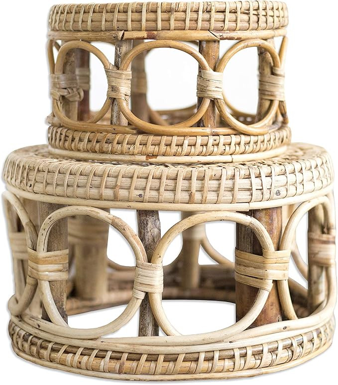 FRECKLEPOT Rattan Plant Stand - Boho Handcrafted Vintage Wicker Plant Pot Stool for Planters (Sma... | Amazon (US)
